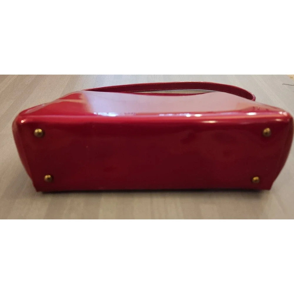 Theodor‎ California Vintage Red Patent Leather Handbag Mid Century Frame Bag